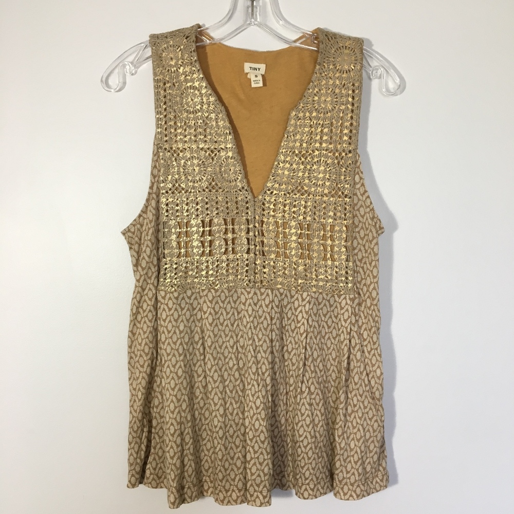 Anthropologie Sleeveless Gold Shirt Small